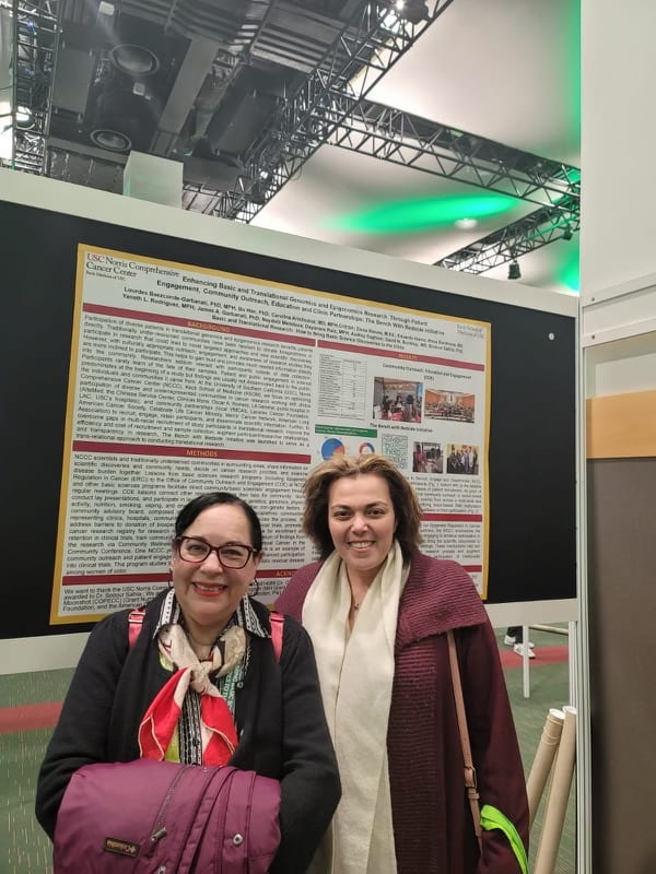 Dr. Lourdes Baezconde-Garbanati and Dr. Bodour Salhia at EACR in Dublin, Ireland.
