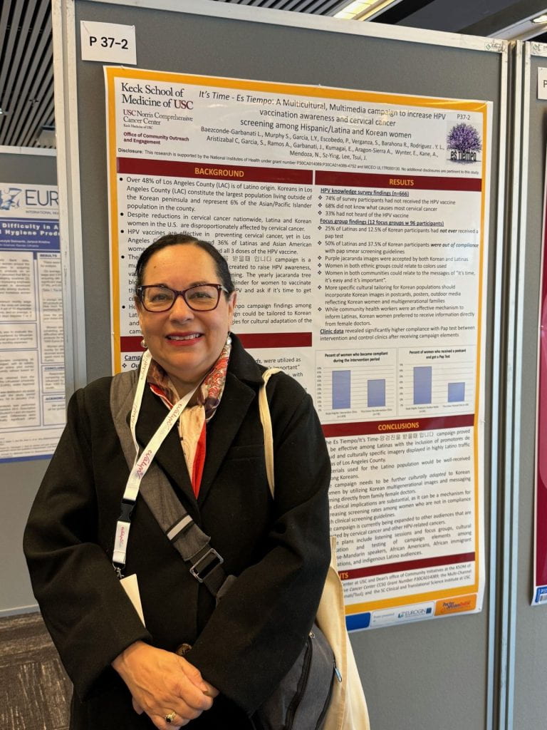 Dr. Lourdes Baezconde-Garbanati presenting the work of the Office of Community Outreach and Engagement at the Eurogin conference in Stockholm, Sweden