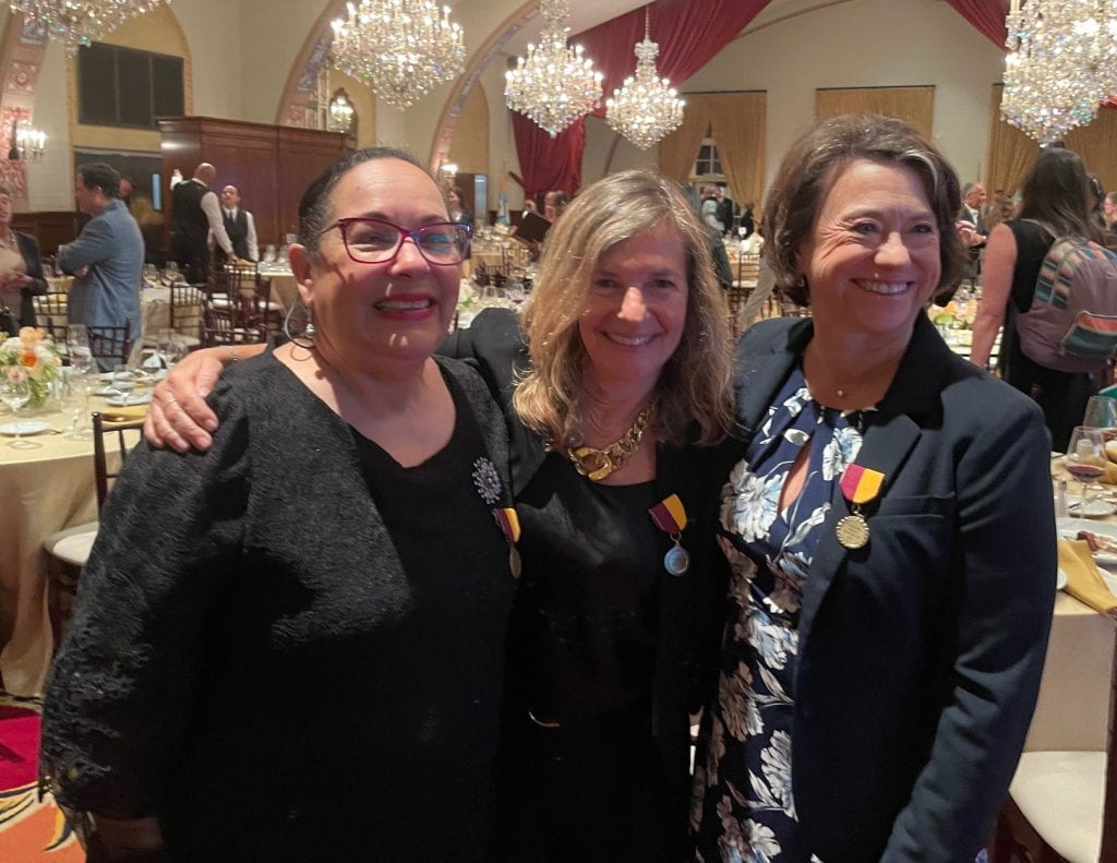 Dr Lourdes Baezconde-Garbanati with Dr. Sofia Gruskin, and Dr. Gale Sinatra, two of the newest named Distinguished Professors of USC at Town and Gown at the April 2, 2024 Ceremony. 